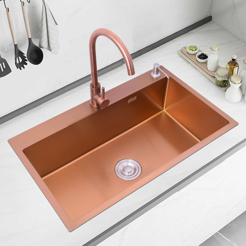 Кухонный кран из розового золота для горячей и холодной воды можно поворачивать только на кран