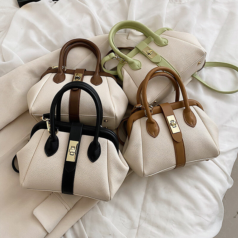 Simple PU Leather Crossbody Bags for Women Top Handle Female Tote Handbags Fashion Design Ladies Shoulder Messenger Bags Purses