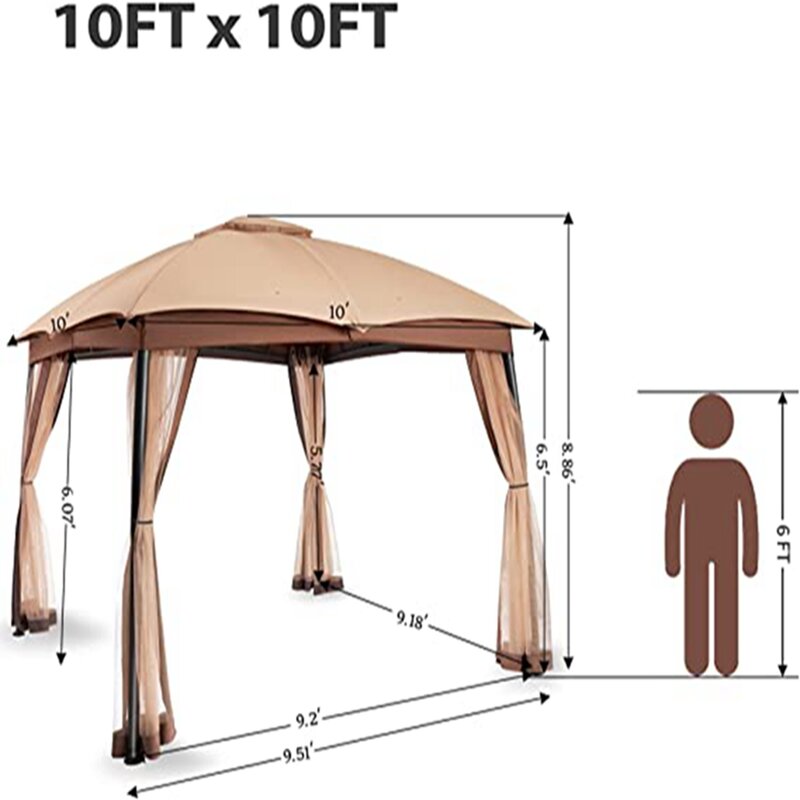 خيمة تخييم أكشاك مظلة قابلة للإزالة 10x10FT محمولة مقاوم للماء في الهواء الطلق نزهات حفلات الزفاف حديقة فناء بافيليون كاتر الحدث