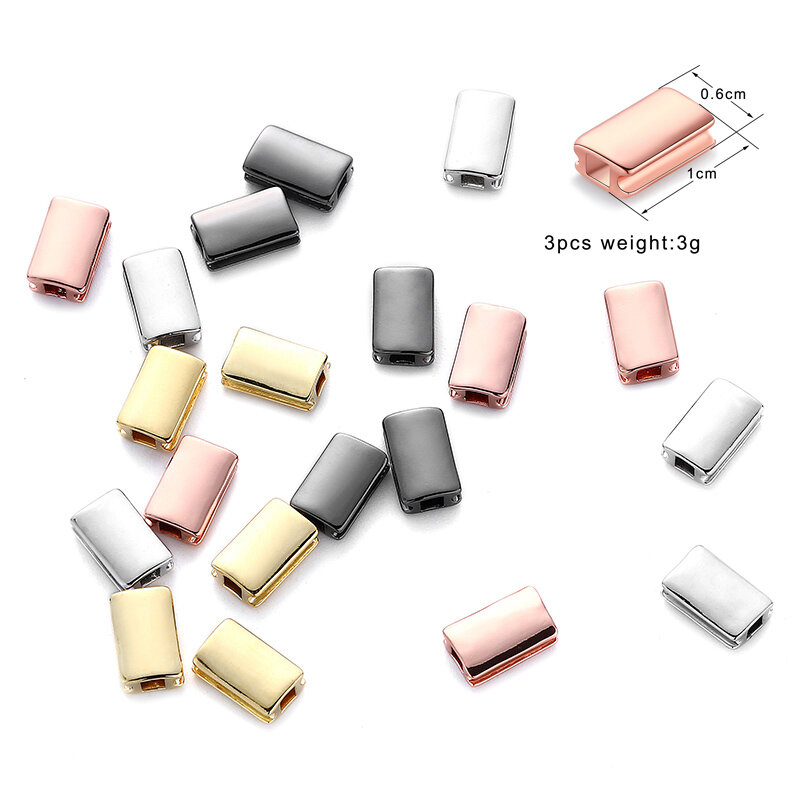 3/5Pcs 6/8/9mm CZ Flat Square Spacer Copper Crystal Metal Brass Micro Pave Cubic Zirconia Beads for Jewelry Making Diy Bracelets