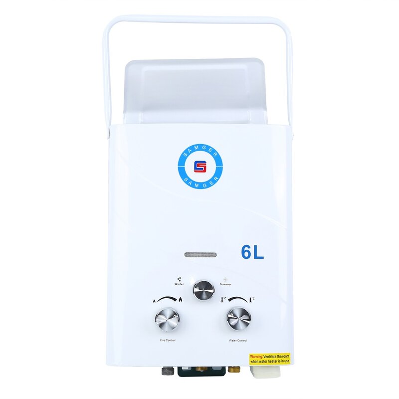 Honhill-calentador de agua instantáneo sin depósito, caldera con cabezal de ducha, Gas propano, GLP, certificado CE/ISO, 6L