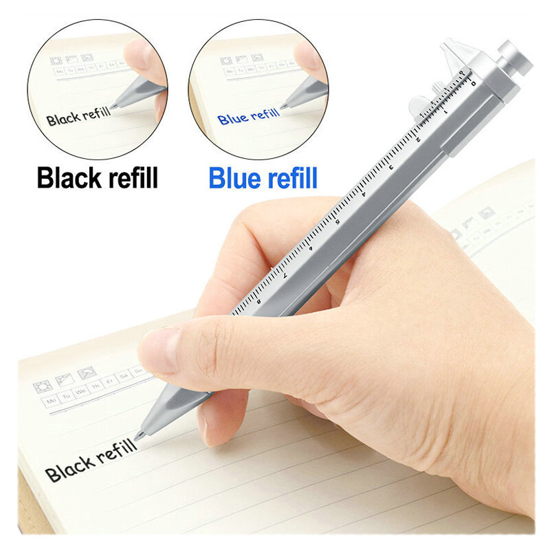 Bolígrafo de tinta de Gel con punta de 1,0mm, 3 piezas/5 piezas, multifunción, Vernier, material de papelería, color azul y negro