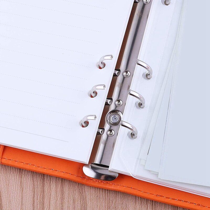Pengikat Notebook Kulit PU A6, 6 Pengikat Cincin, Cocok untuk Kertas Pengisi A6, Penutup Pengikat Perencanaan Pribadi Daun Longgar