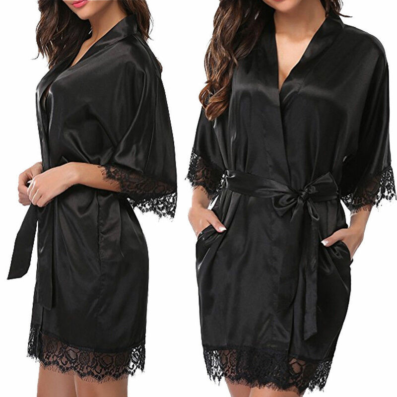Sexy Lingerie Sexy imitation ice silk large nightdress manufacturer sleepwear bathrobe women lingerie sets new wholesale
