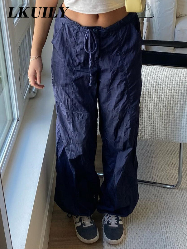 GILIPUR – pantalon de survêtement Baggy décontracté à jambes larges, blanc, ample, cordon de serrage, taille basse, Streetwear, pantalon Cargo pour femmes, pantalon de jogging Hippie