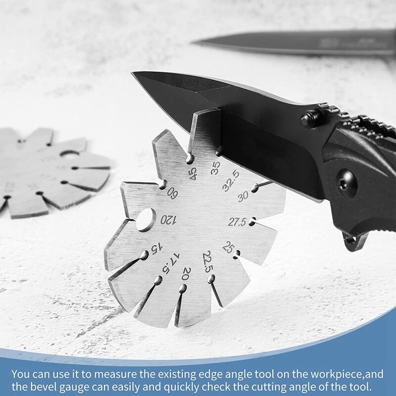 Nowość-Bevel Gauge Axe miernik nachylenia okrągły kształt nóż celownik kątowy ostrze noża miernik nachylenia 15-120 ° do pomiaru kąta noża