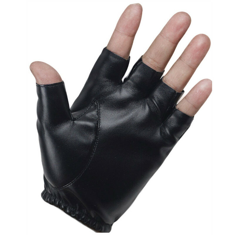 2022 Fingerless Men Gloves PU Leather motor Punk Gloves Male Mittens Black Half Finger Outdoor Driving Gloves Guantes Ciclismo