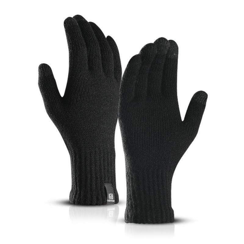 Вязаные велосипедные перчатки, зимние мужские и женские однотонные теплые шерстяные перчатки для сенсорных экранов, бархатные перчатки для верховой езды
