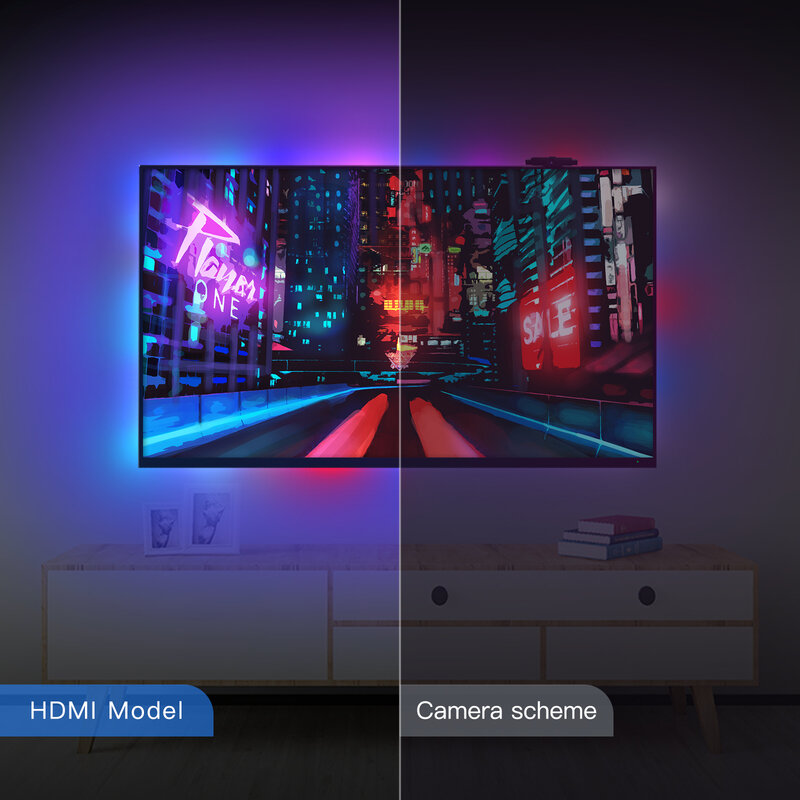 MOES Wifi inteligentne oświetlenie otoczenia podświetlenie telewizora HDMI 2.0 urządzenie synchronizacja Box Led diody na wstążce zestaw Alexa Voice asystent Google Control