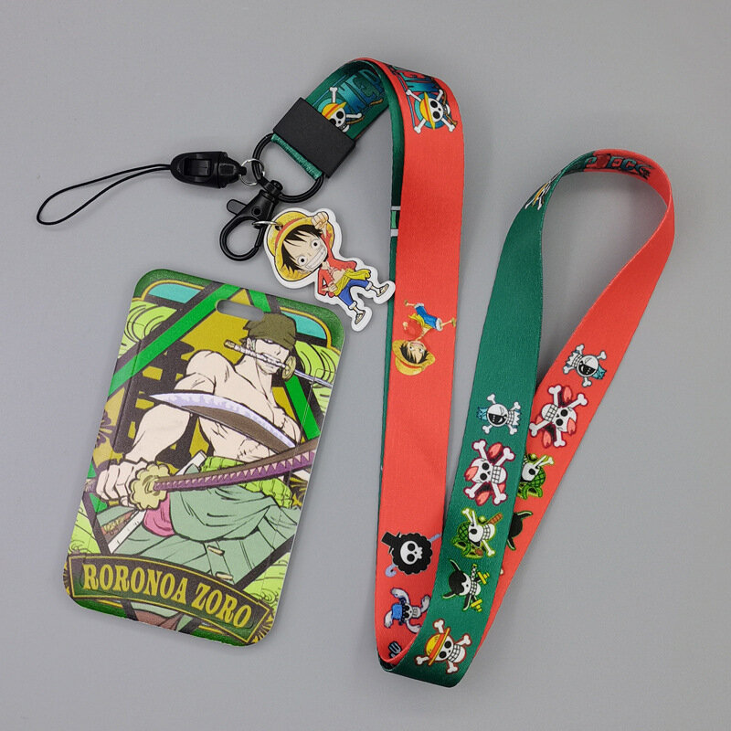 New Anime One Piece Card Cover Monkey D. Luffy ABS Student Campus Hanging Neck Bag Anti-lost Card Holder Lanyard ID Card Toys