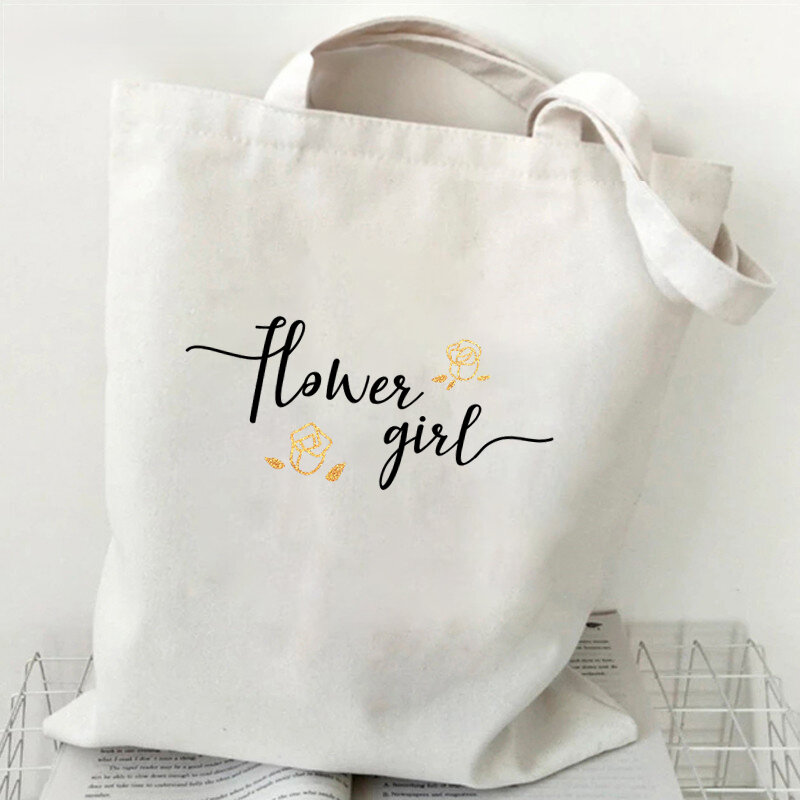 Flor meninas rosa dourada impressão sacola de compras casual grande capacidade bolsas de ombro feminino sacola de compras para estudante