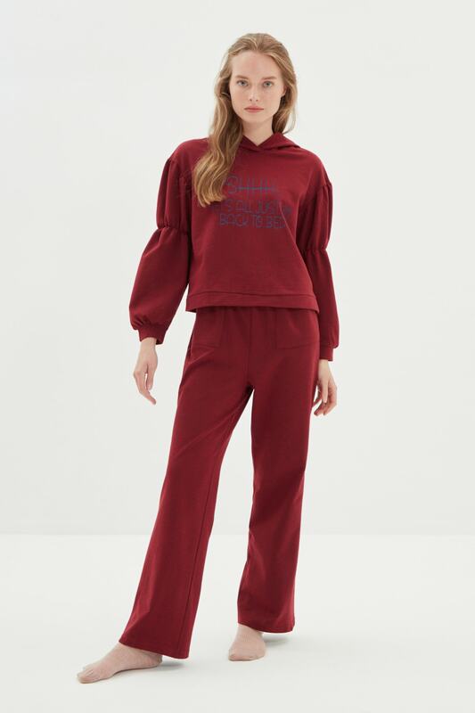 Trendyol-Conjunto de pijamas de punto con eslogan impreso, 2 hilos, THMAW22PT0550