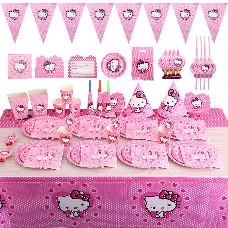 Dekoracja kreskówkowa dekoracje na imprezę urodzinową dla dzieci jednorazowe zastawy stołowe Baby Shower dziewczyna materiały urodzinowe