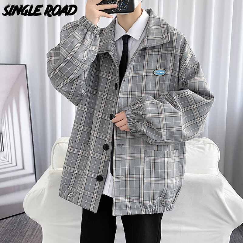 Single Road Mens Bomber Jacket Men 2022 Spring Fashion Plaid Coat Male Hip Hop Streetwear Unisex Male Tracksuit Jackets For Men