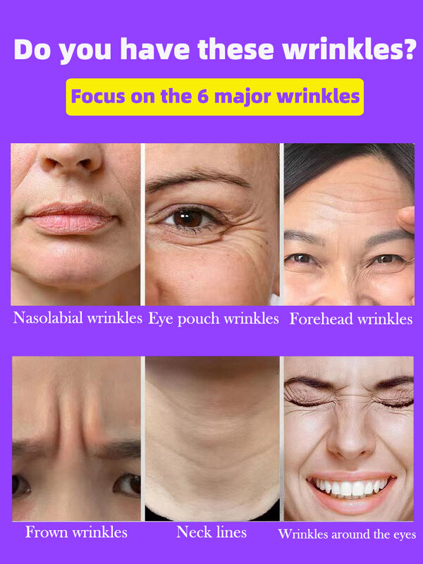 Efectivo suero facial antiedad y antiarrugas para eliminar las arrugas faciales, las líneas finas alrededor de los ojos, las patas de gallo, las arrugas del cuello