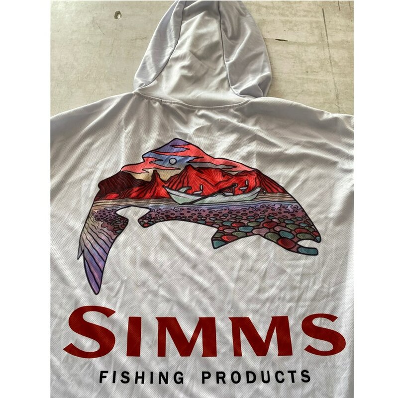 Simms vestuário de pesca ao ar livre masculino manga longa camiseta sol proteção uv upf 50 respirável com capuz roupas pesca