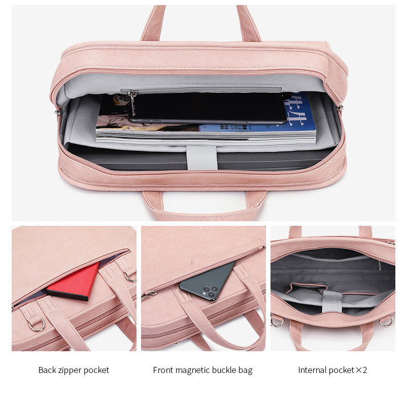 Borsa per Laptop da donna in pelle PU borsa per il trasporto di Notebook per Macbook Air 13.3 14 borsa a tracolla per borse da uomo da 15.6 pollici