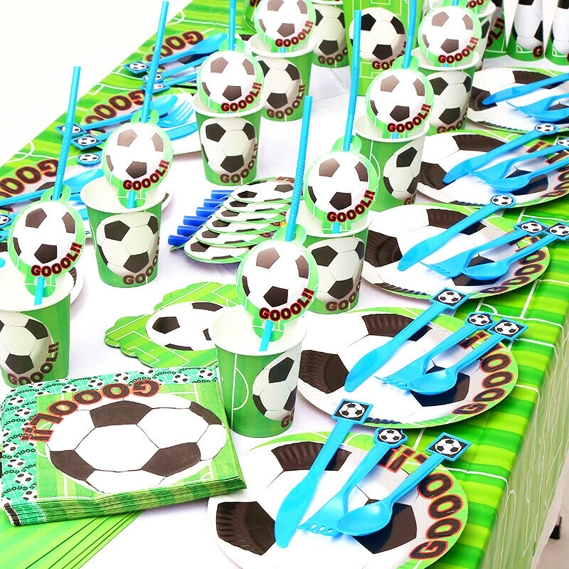 Coppa del mondo calcio tema sport compleanno per bambini decorazione per feste forniture per feste tovaglia Set di stoviglie in carta