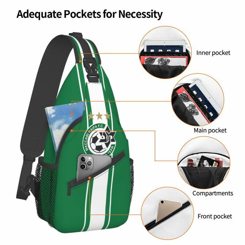 Haifa Maccabi Sling Crossbody Backpack Men Custom Chest Shoulder Bag for Traveling Daypack