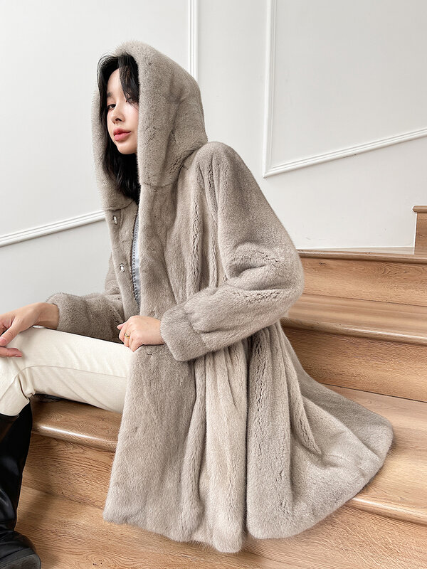 ผู้หญิงจริง Mink เสื้อโค้ทหญิง Mink Fur Coat ของแท้ขนสัตว์สุภาพสตรีฤดูหนาวเสื้อผ้าขนาดใหญ่6xl 5xl 7xl เทียม...