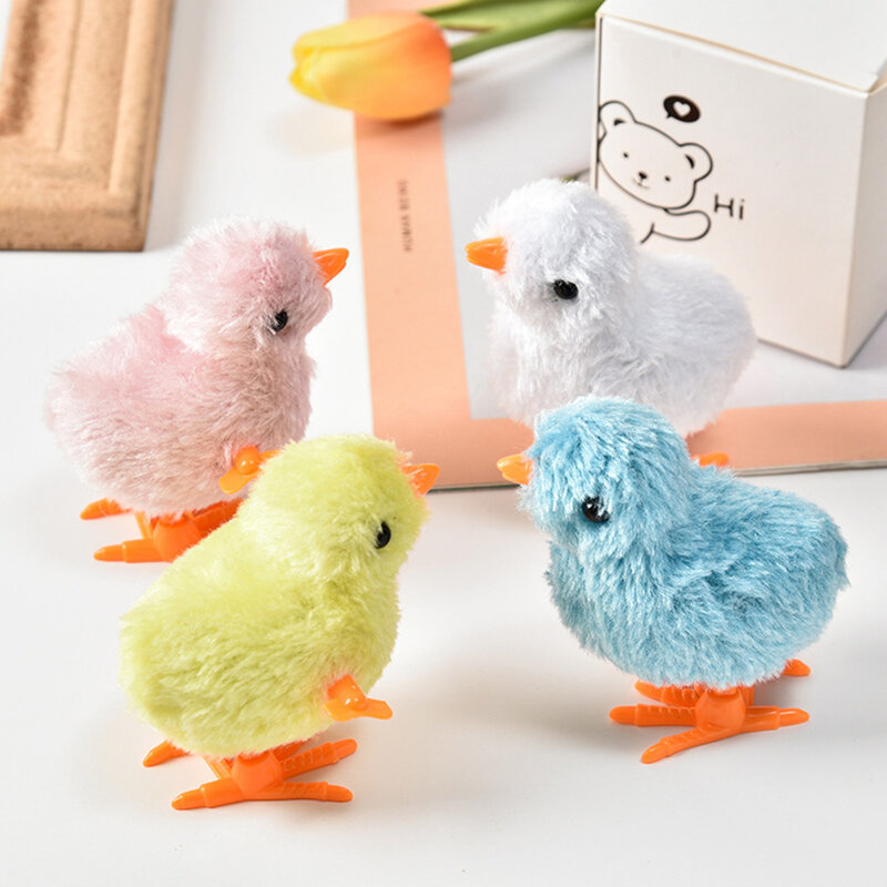 Pluszowa laska mechaniczna kurczak zwierzątka zabawki nakręcane s wielkanocne ozdoby prezent zabawka zabawne zwierzęce zabawki nakręcane losowo