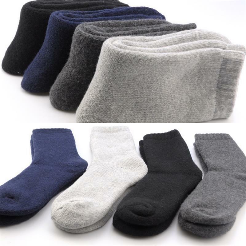 5 pares/lo tmen meias de lã inverno super-grosso lã hoop meias sólido macio de alta qualidade cor sólida meias de neve feminina EU38-46