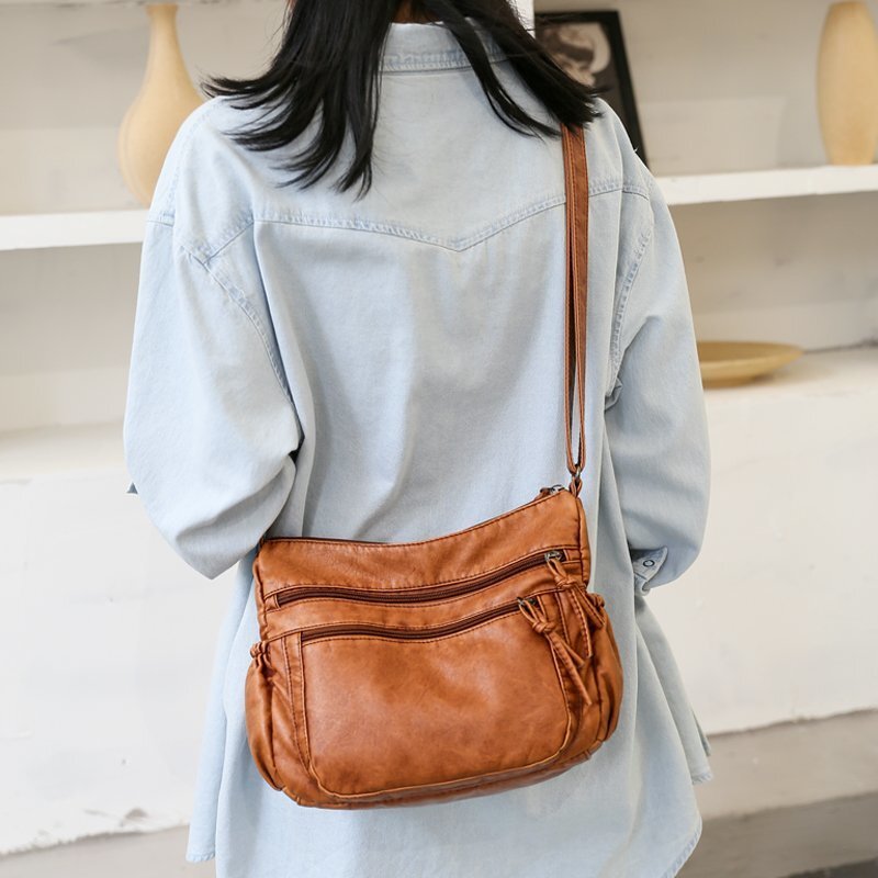 Luxury Cowhide Casual Crossbody Bags for Women 2021 Brand Fashion Soft Genuine Leather Shoulder Bag Ladies Casual  Messenger Bag