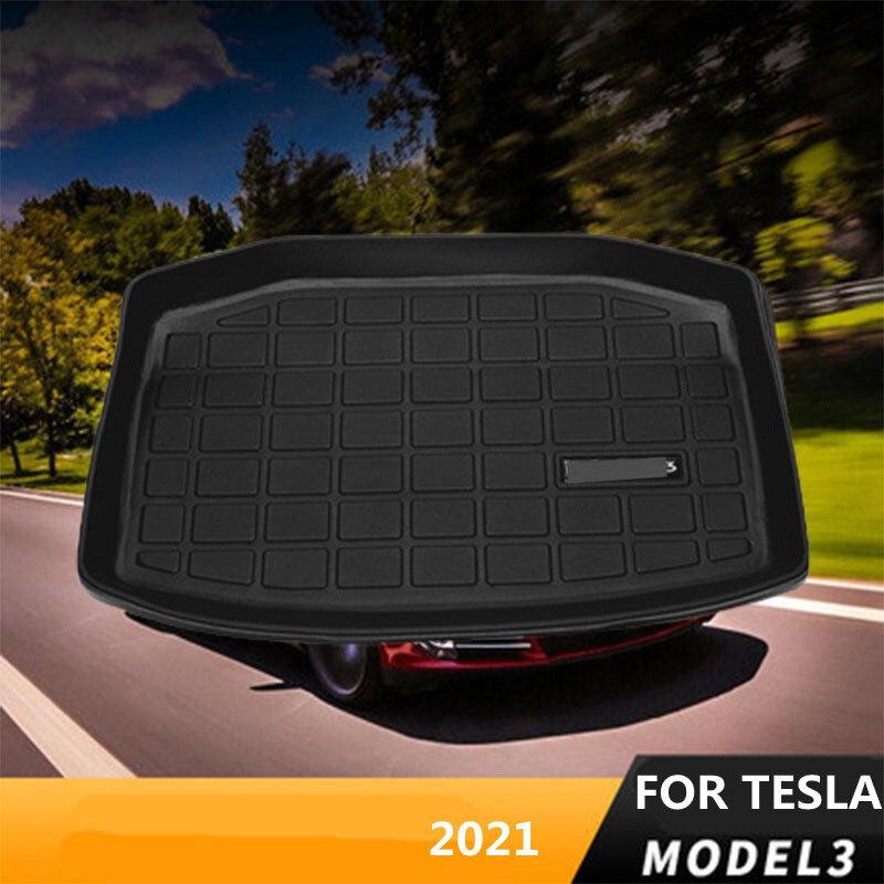 Bantalan Pelindung Mobil Tikar Penyimpanan Bagasi Depan untuk Model Tesla 3 Aksesori Mobil Kargo Baki Bagasi TPE Bantalan Tahan Air Model 3 2021