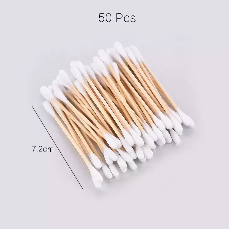 50/150 Pcs Disposable Convenient Soft Double Head Wood Cotton Swabs Lightweight For Beauty Makeup Remover Nose Ears Cleaning