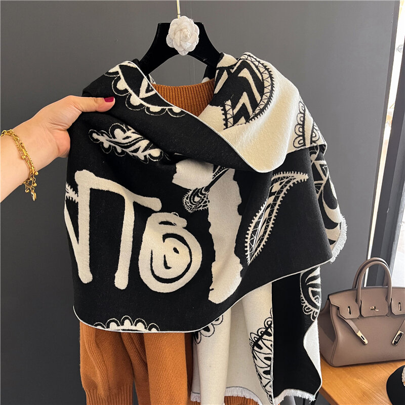 Thick Shawls and Wraps Cashmere Scarf for Women Luxury Brand Winter Thick Blanket Bufandas Warm Echarpes Female Pashmina Poncho