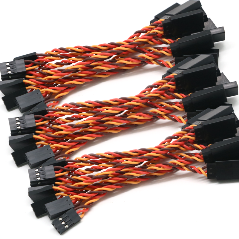 Cable de extensión Servo antiinterferencias para Futaba y JR, 10/15/20/30/50/100cm, 30/60 núcleos, para Servo helicóptero, pieza de coche, juguete, 10 unids/lote
