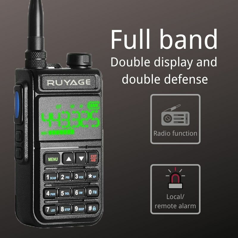 Ruyage UV58 6 Bands Amateur Ham Two Way Radio 256CH Air Band Walkie Talkie VOX DTMF SOS LCD Color Police Scanner Aviation