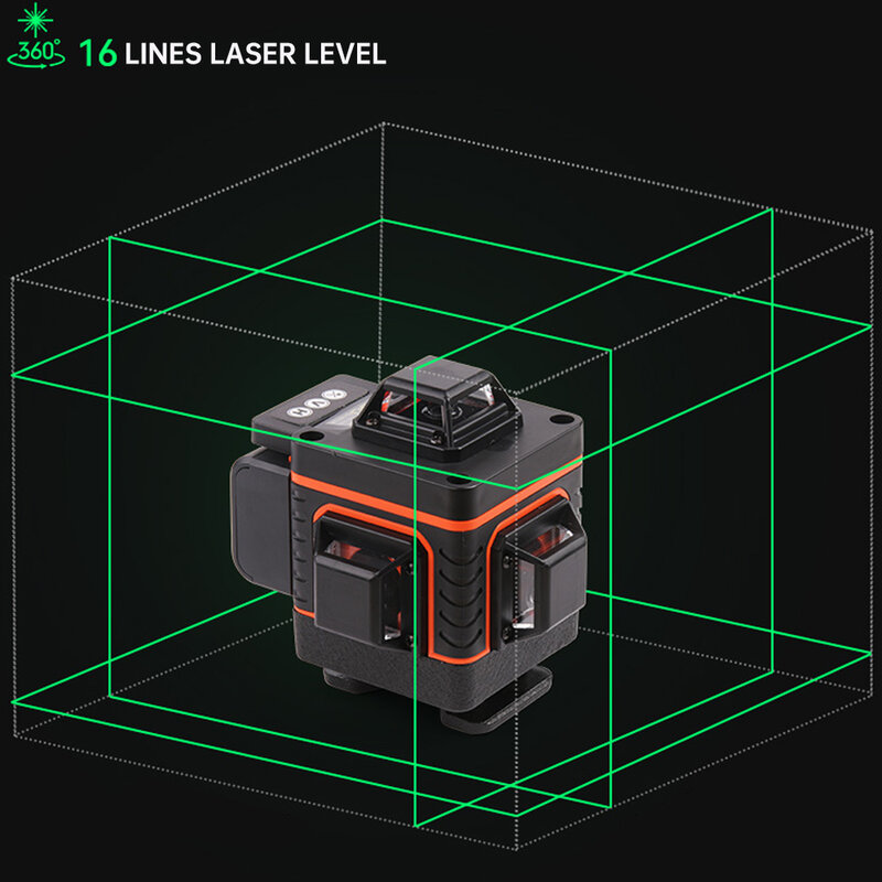 Nivel láser A-BF, herramienta de nivelación 4D de 16/12 líneas, nivelado automático, 360, cruce Horizontal y Vertical, láser verde de gran potencia
