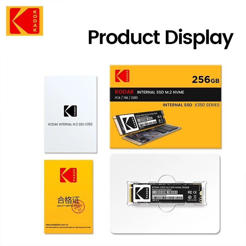 Kodak-X350 SSD 128GB 256GB PCIe NVME 하드 드라이브, 512GB 솔리드 스테이트 드라이브 2280 Gen3 x4 M2, 1TB, 노트북용 내장 하드 디스크