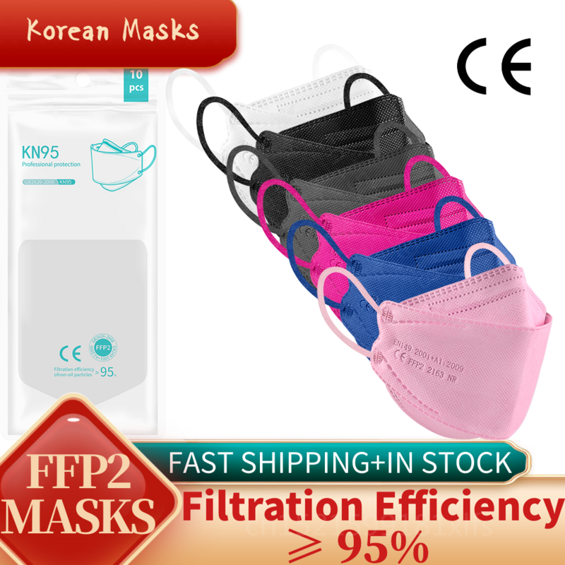 4 Layers Fish Mask FFP2 Mascarilla Homologada Korea Adult KN95 Mascarillas Facial Protective FFP2mask CE Masque FFPP2 cordon