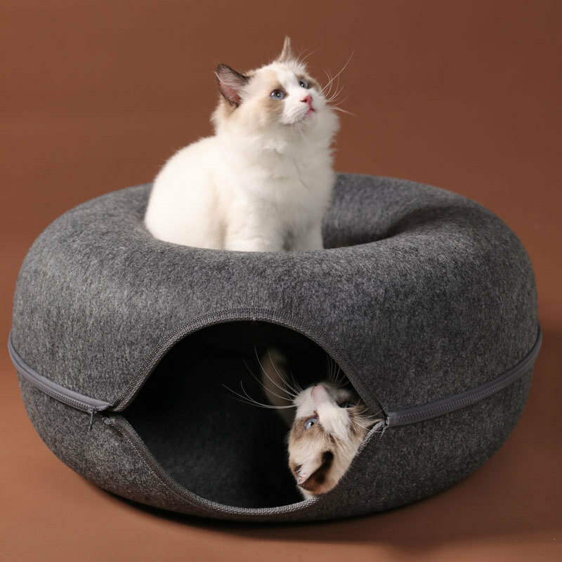 สัตว์เลี้ยงแมวอุโมงค์ Interactive เล่นของเล่นแมวเตียงคู่ใช้ในร่มของเล่นลูกแมวการออกกำลังกายผลิ...