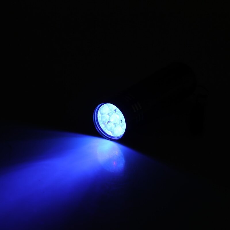 Lanterna uv super mini 9 leds, luz ultravioleta preta, super alumínio roxa, lanterna portátil
