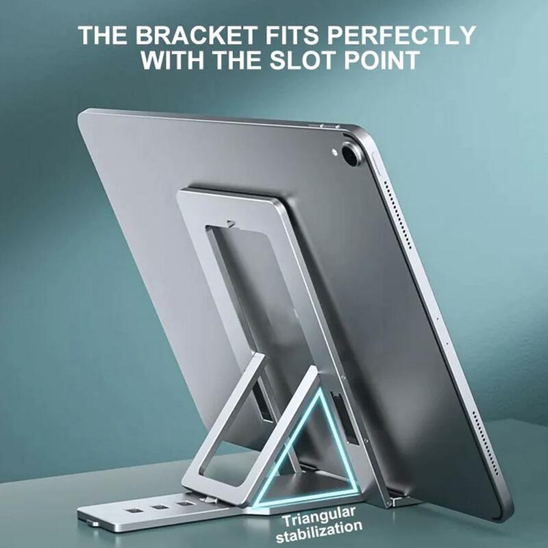 H12 Mobile Phone Bracket Folding Lifting Aluminum Alloy Live Bracket Desktop Cooling Lazy Adjustable Five-gear Broadcast Br I8g0
