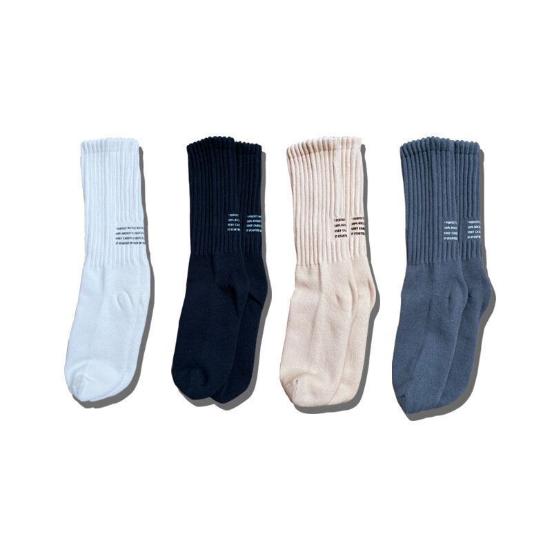 Calcetines deportivos de algodón de longitud media para mujer, calcetín de estilo japonés, informal, combinable con todo, 4 colores, moda Popular