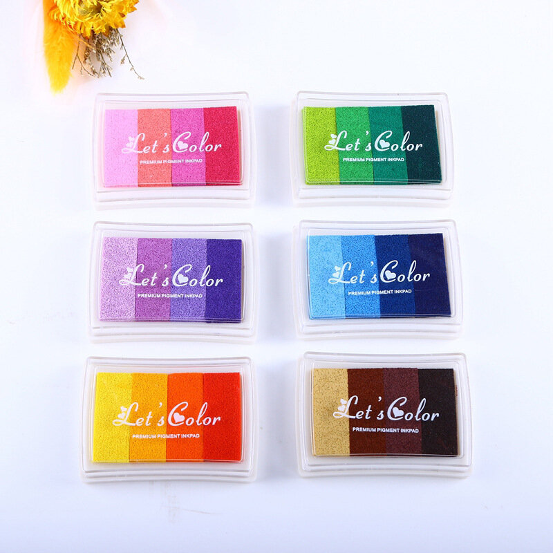 Multicolor Gradiënt Inkt Pad,6 Kleur Opties, Voor Stempelen, Vinger Schilderen, Tekenen, Diy Decoratie, niet-Verkleurende Craft Ink Pads