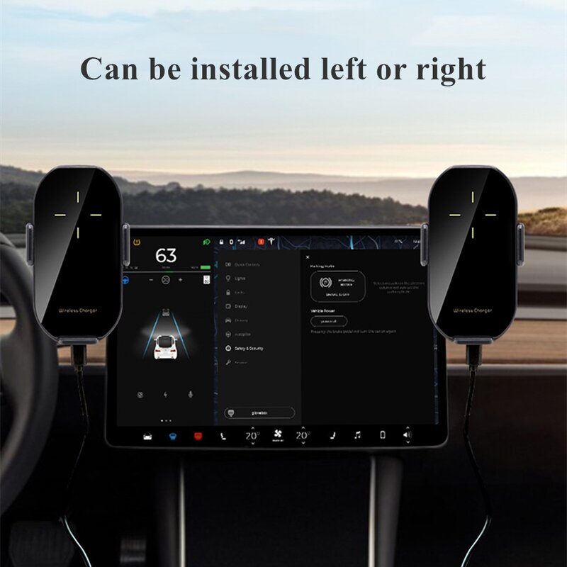 Soporte de teléfono para coche Tesla modelo 3 modelo Y, cargador inalámbrico Y soporte para gafas, soporte para pantalla de teléfono móvil, accesorios interiores