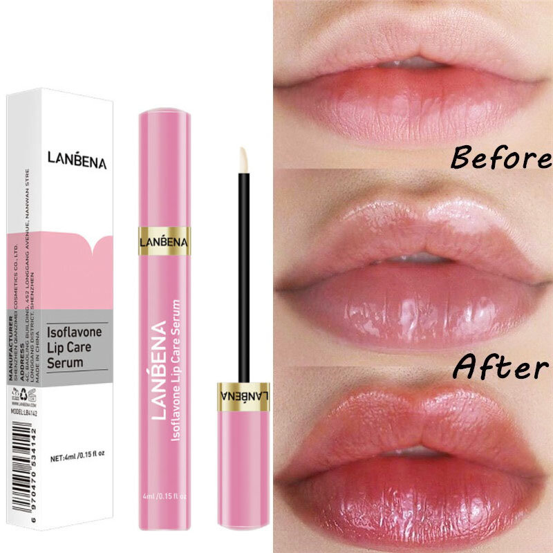 LANBENA Lip Plumper Care Serum Repair Fade Lip Fine Lines Anti-aging Increase Moisturizing Lip Elasticity Beauty Makeup Care 4ml