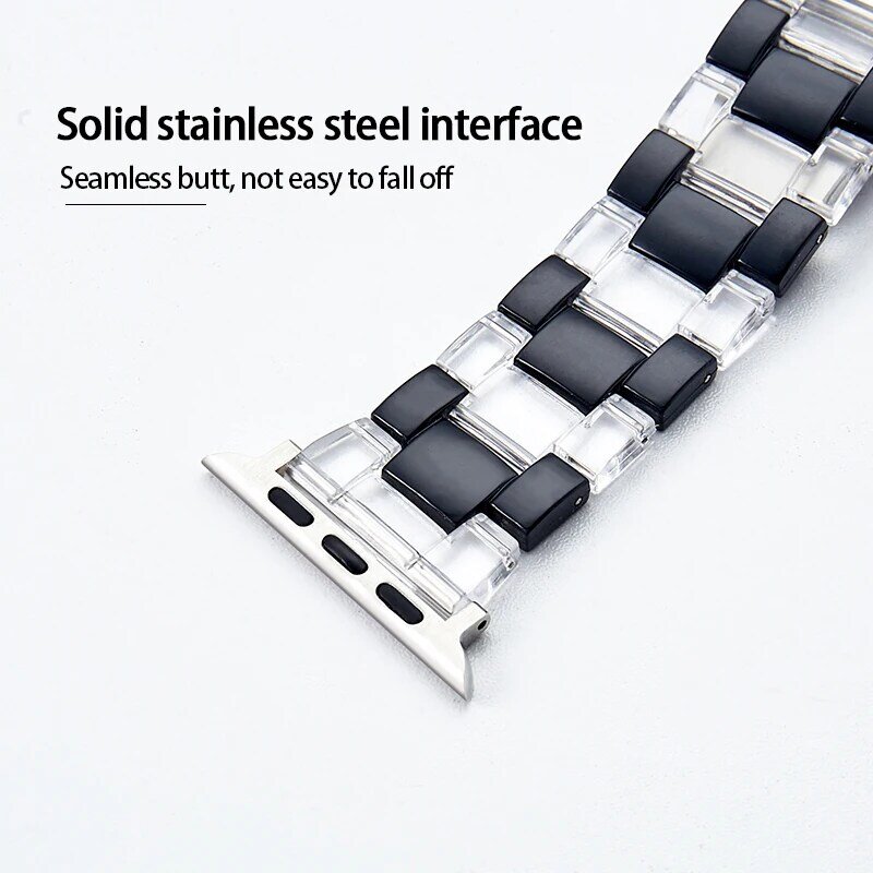 Transparent Resin strap for apple watch band 42mm 40mm correa 44mm 38mm smart bracelet iwatch series 7 6 5 4 3 2 1SE 41MM 45MM
