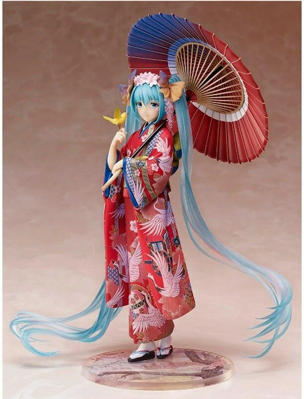 Hatsune miku feito à mão kimono miku neve flor de cerejeira borboleta princesa periférico modelo decoração boneca móvel