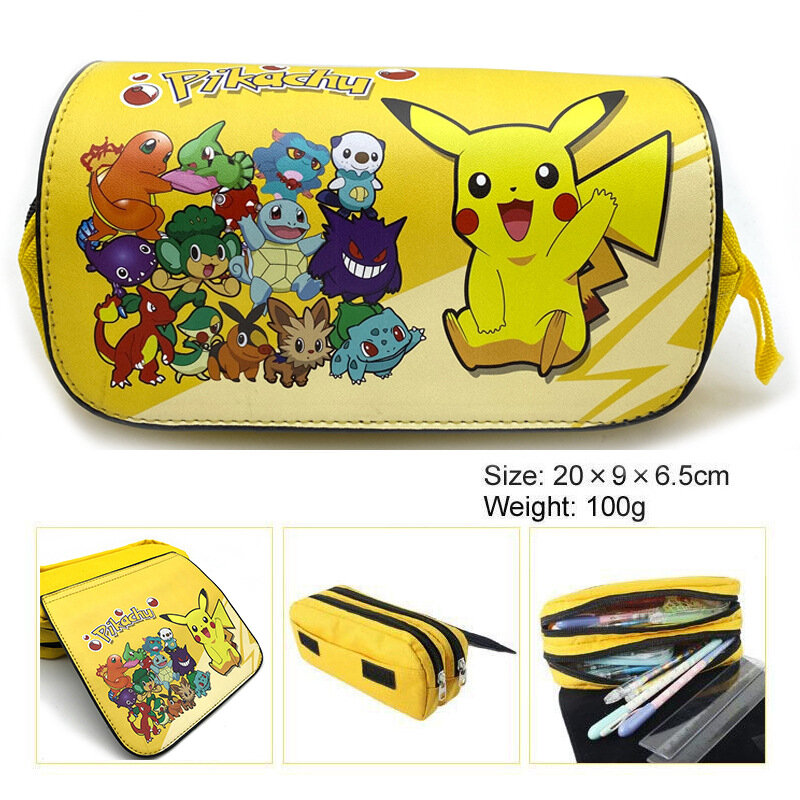Pokemon Pencill Case School Cartoon Pikachu Black Pen Bag School Supplies Stationery Schoolbag Birthday Party Gifts for Boys