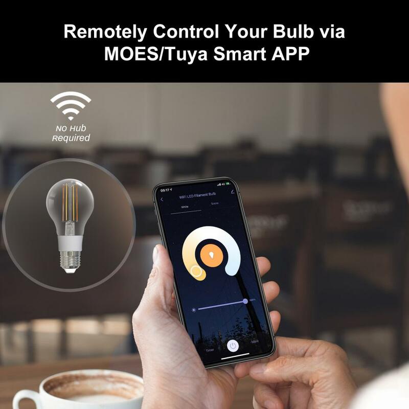 RYRA Tuya WiFi E27 7W Smart Filament Bulb LED Light Lamp Dimmable Lighting Smart Life Alexa Google Voice Control 2700K-6500K