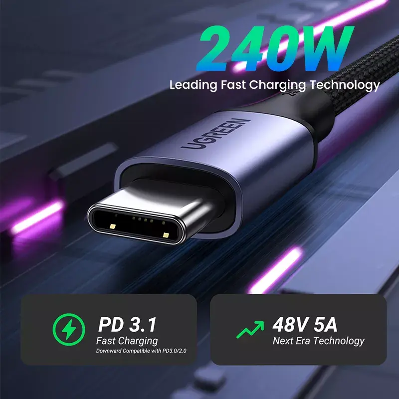 U-G-REEN 240W USB Type C Cable Power Line PD3.1 for PS5 Nintendo Switch Galaxy S22 MacBook Blazing-Fast Charging Cable 48V5A USB