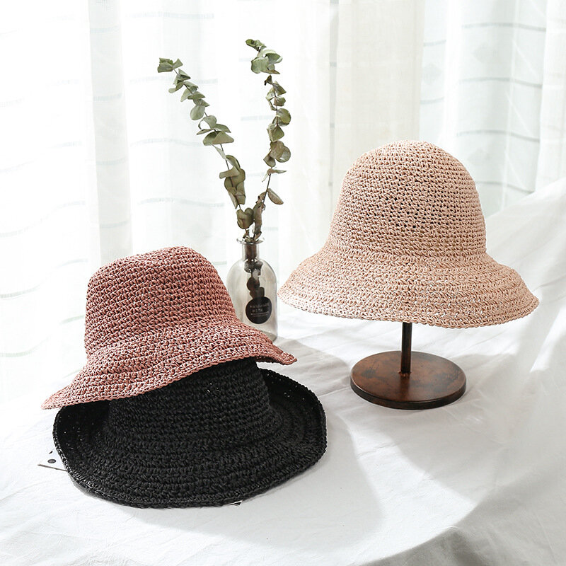 2022 nova moda verão grande arco balde chapéus feminino coreia do sexo feminino viagem ao ar livre praia à prova de uv chapéu proteção solar boné pescador