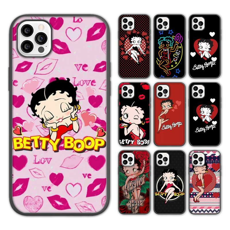 Funda de teléfono con dibujos animados Betty Boops para iPhone, 13, 12, 11 pro max, mini, x, xs, xr, 7, 8, 5, se plus