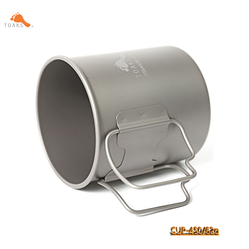 Toak Titanium 450ml attrezzatura da campeggio tazza portatile manico pieghevole ultraleggero tazza da esterno senza coperchio escursionismo stoviglie Cup-450